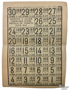 WWI 1919 APRIL BREAD STAMPS RATION TICKETS