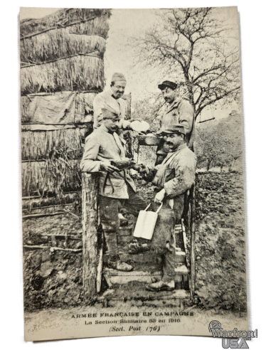 WWI 1916 Historical postal card from the French Army in Campaign, Sanitary Section 53