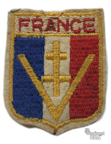 WWII - Embroidered Ecusson (Patch) - V of Victory with Cross of Lorraine