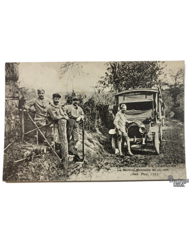 WWI 1916 Historical postal card from the French Army in Campaign, Sanitary Section 53 - Car