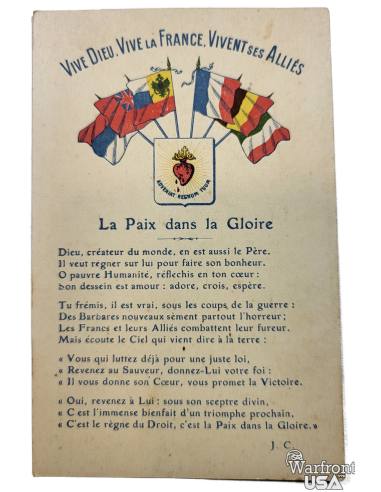 Inspirational Post-WWI Era Card - Vive Dieu. Vive la France, Vivent ses Alliés