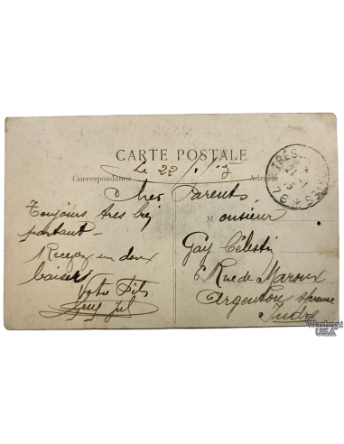 WWI 1915 French Military Postal Card - The Bridge at Pont-St-Maxence