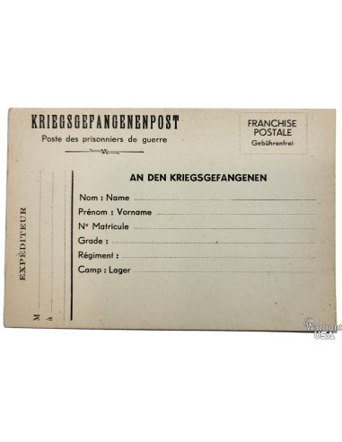 WWI German POW Postal Card - POWs - Kriegsgefangenenpost