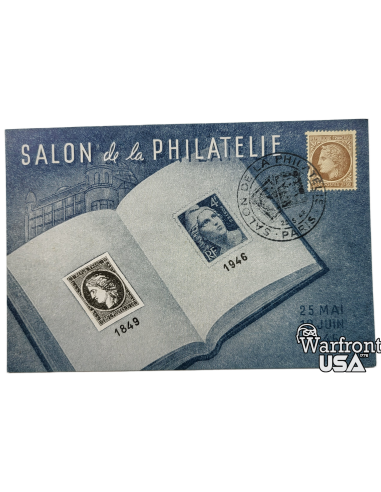 WWII Era French Postal Card - "Salon de la Philatélie"