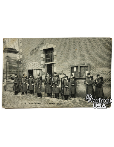 WWI French Postal Card - "Guard Parade at the Barracks"