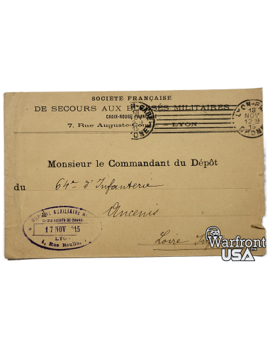 WWI French Red Cross Envelope - "Société Française de Secours aux Blessés Militaires"