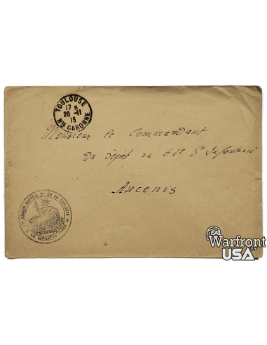 WWI French Military Envelope - "17 Region Hopital N 28 bis Toulouse"