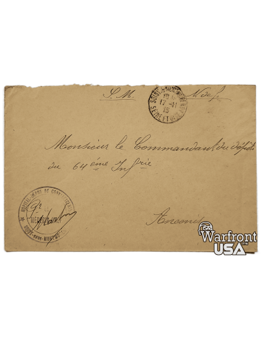 WWI French Military Envelope - "Hopital Depot de Convalescents Soisy sous Montmorency"