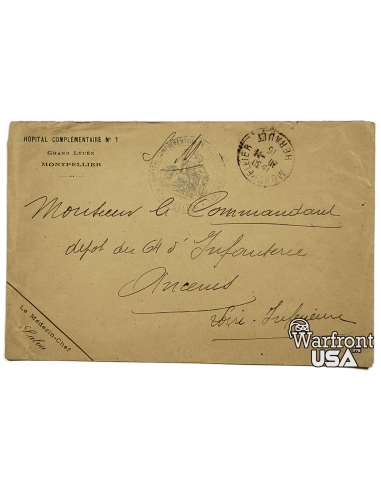 WWI French Military Envelope - "Hopital Complémentaire N1 Grand Licee Montpellier"