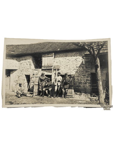 WWI French Military Postal Card - Group of 5 Soldiers